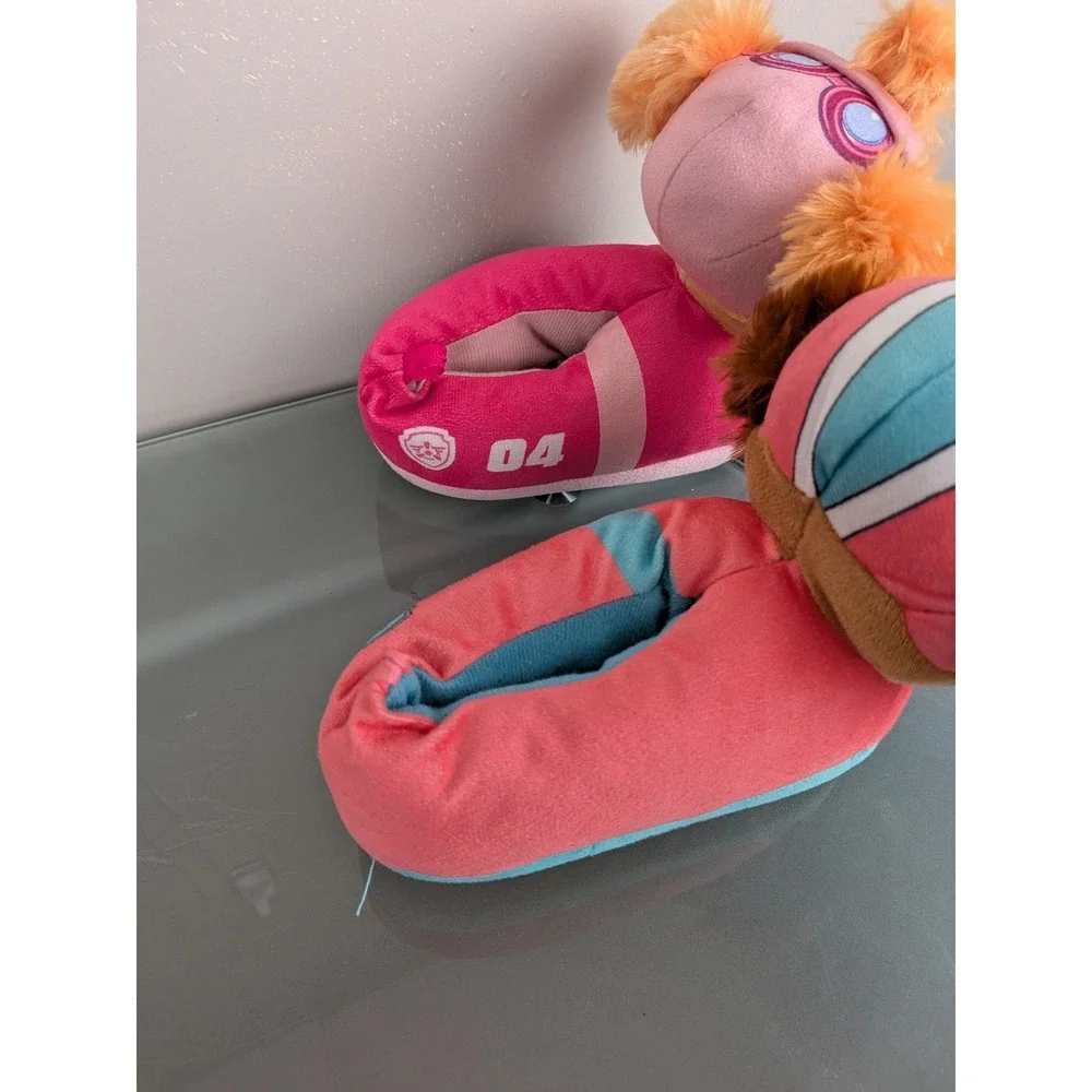Paw Patrol Skye and Liberty Plush Character Slippers Pink Teal Kids Size 9/10